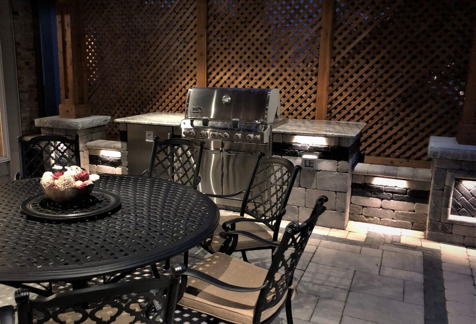 Outdoor grill with light installation in Western Springs. IL