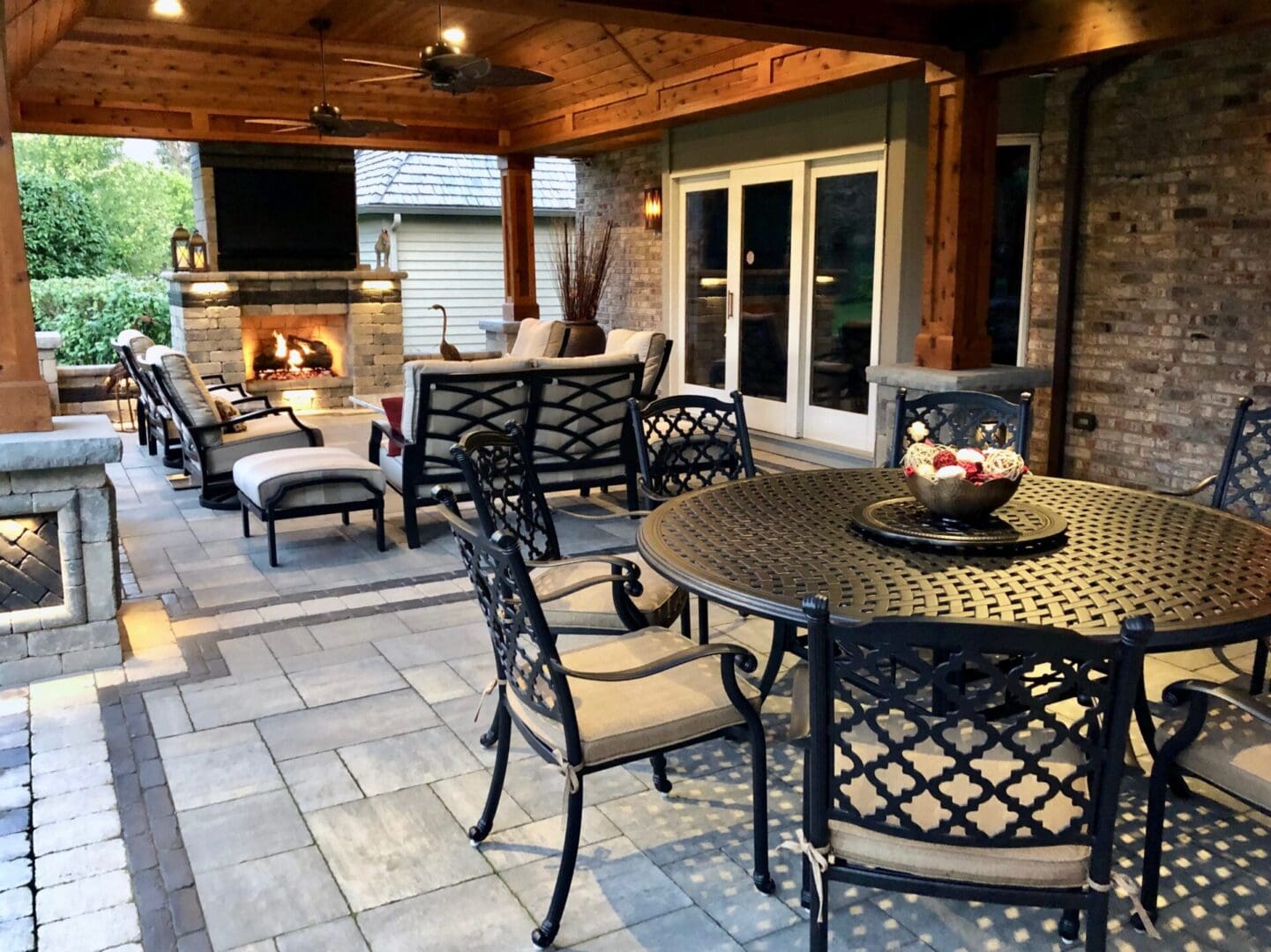 Professional outdoor fireplace with chimney installation in Naperville, IL
