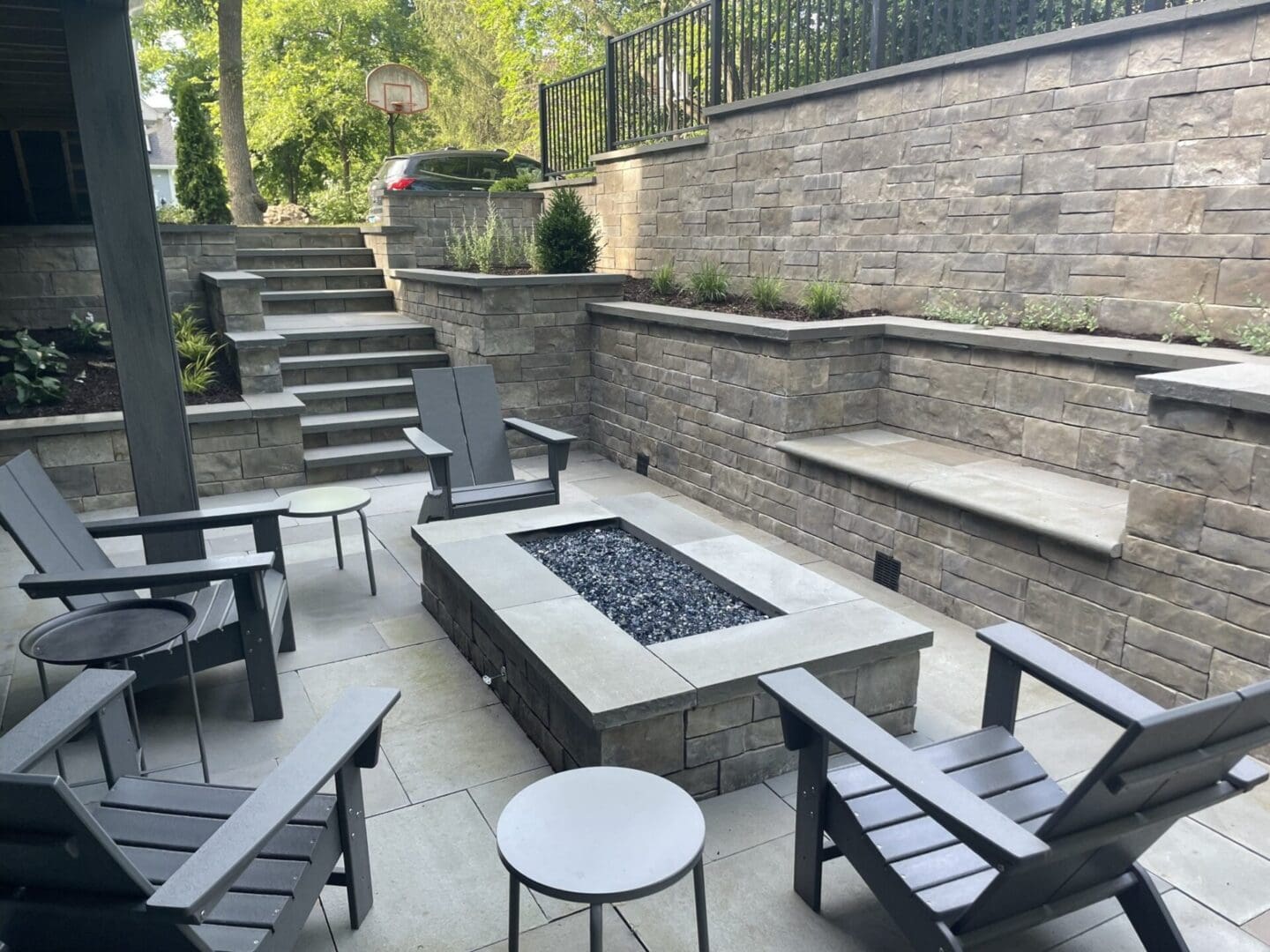 Backyard Bluestone patio landscape design in Warrenville IL